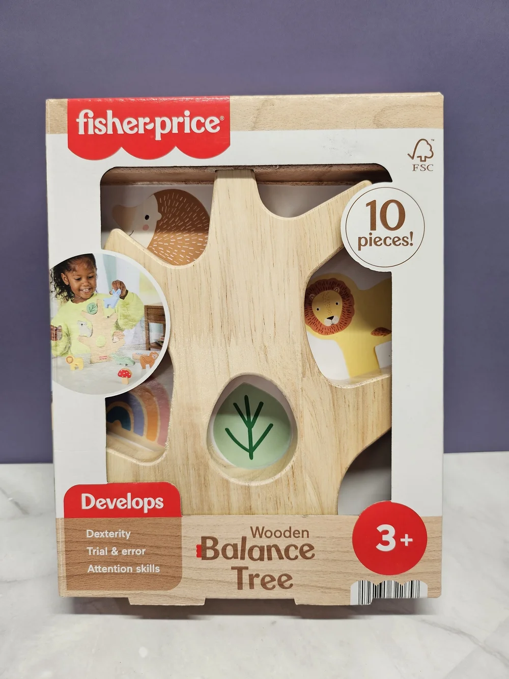Fisher-Price Wooden Balance Tree Toy - Natural & Yellow